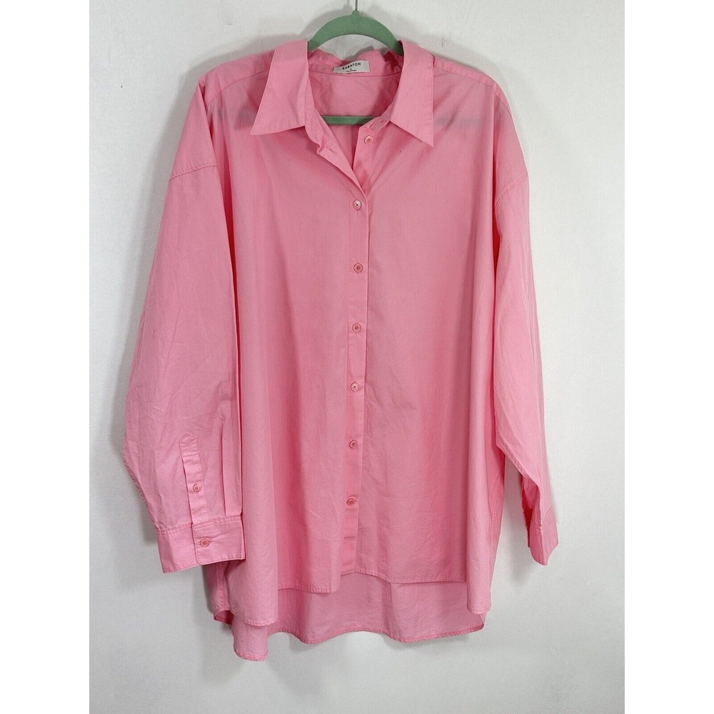 NWT BABATON Essential Poplin Oversized Shirt Large Daisy Pink Rose